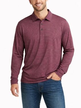 Walter Hagen DSG Polo Shirt Essentials Maroon Striped Long Sleeve Golf Sz XXL